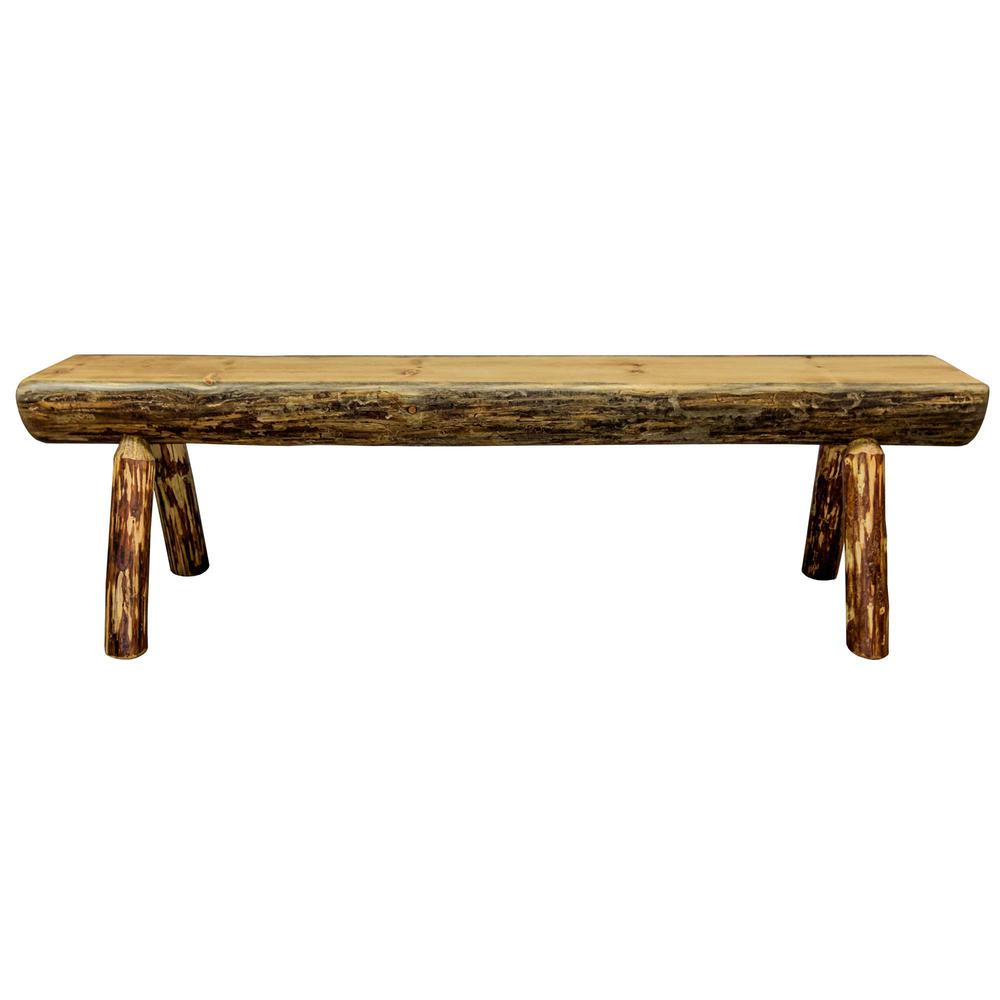 Glacier Country Collection Half Log Bench, Exterior Stain Finish, 5 Foot. Picture 2