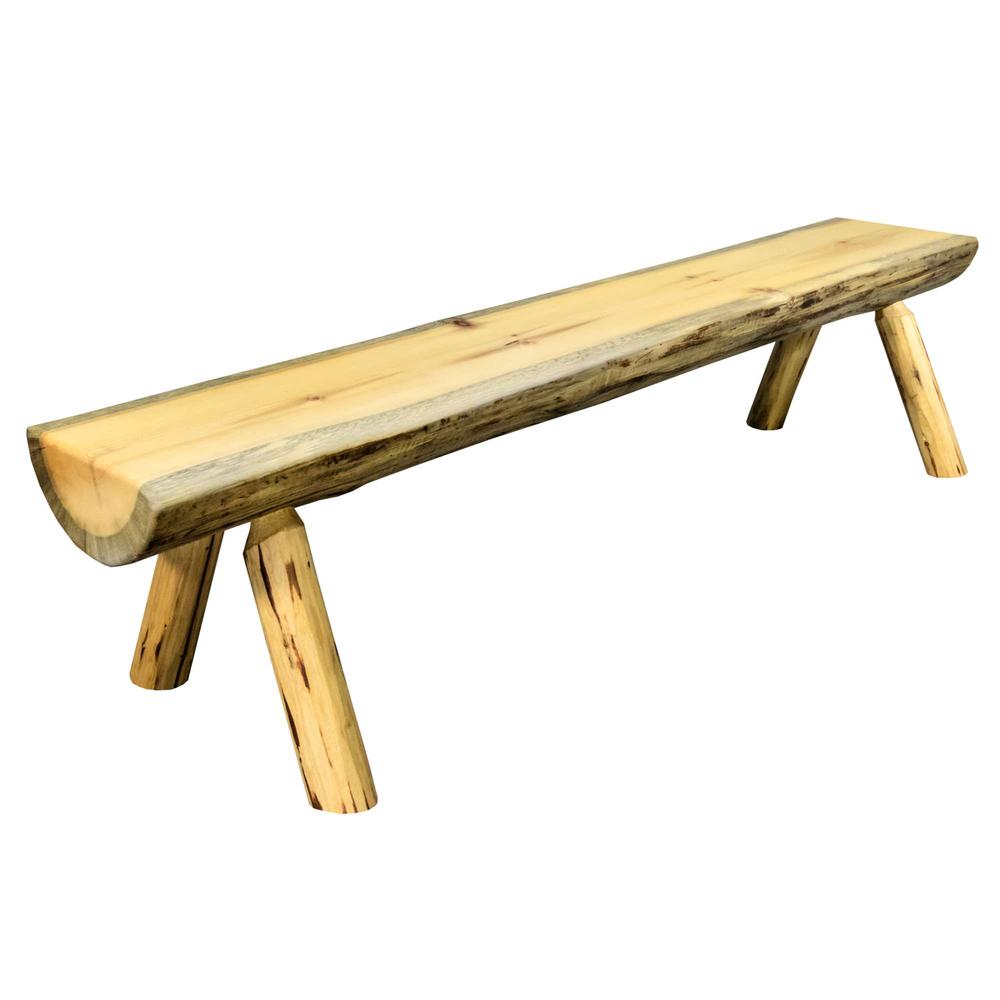 Montana Collection Half Log Bench, Exterior Finish, 4 Foot. Picture 1
