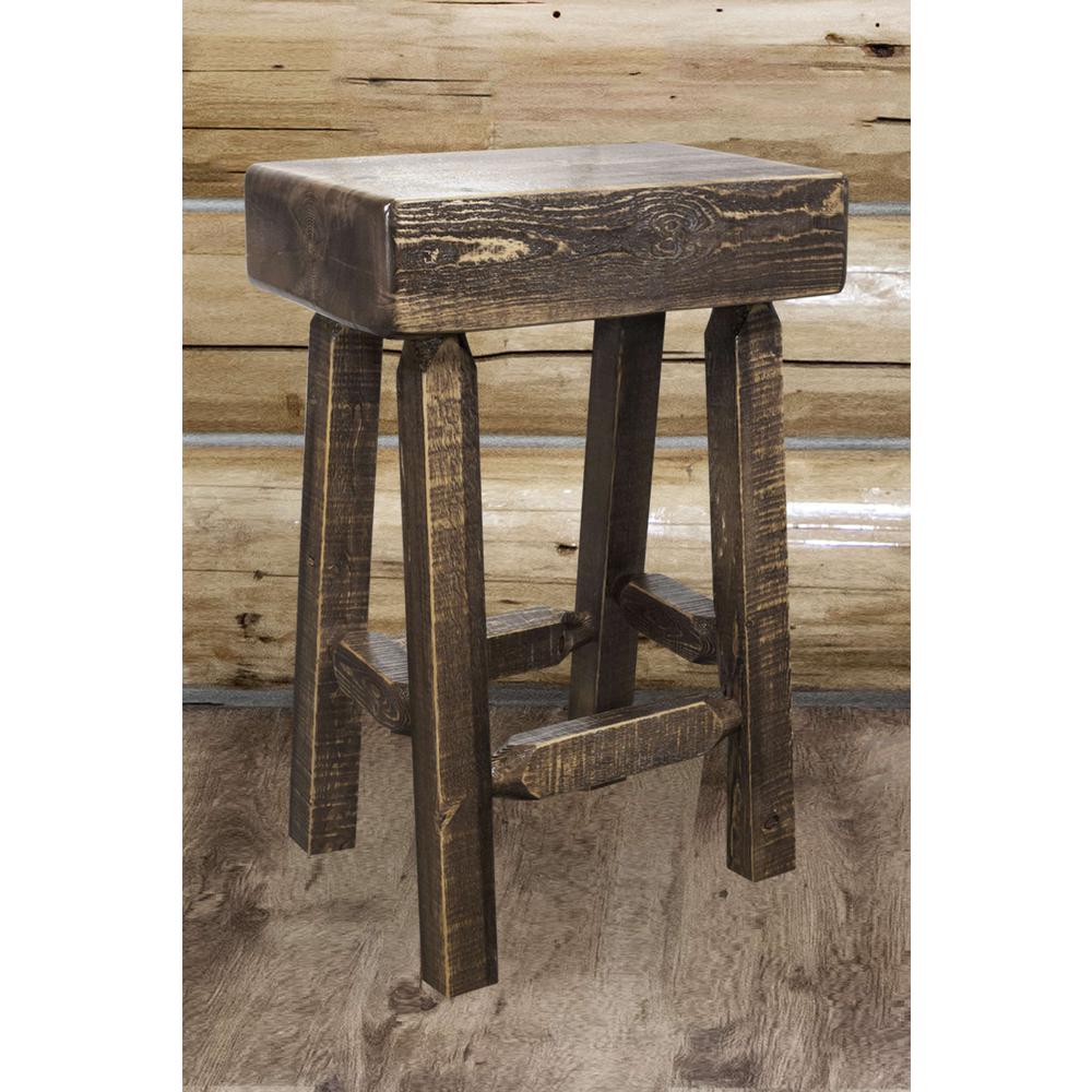Homestead Collection Counter Height Half Log Barstool, Stain & Lacquer Finish. Picture 3
