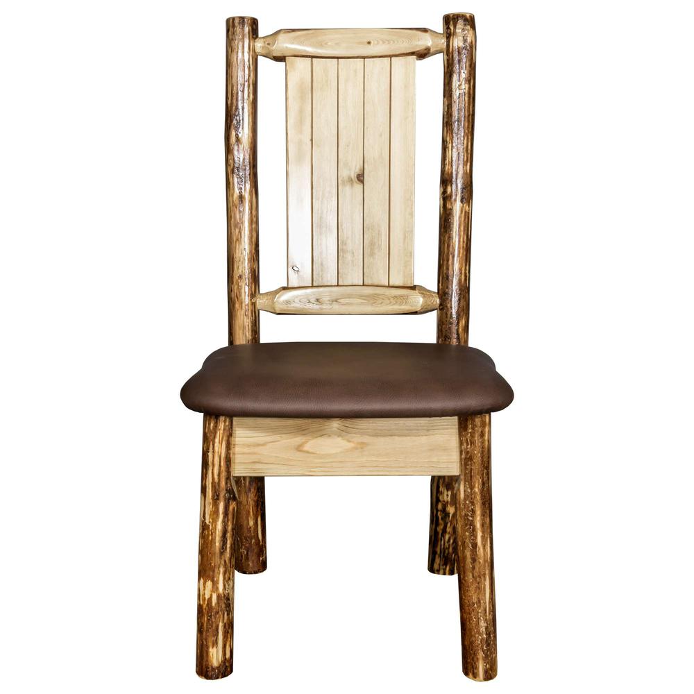 Glacier Country Collection Side Chair - Saddle Upholstery, w/ Laser Engraved Pine Tree Design. Picture 4