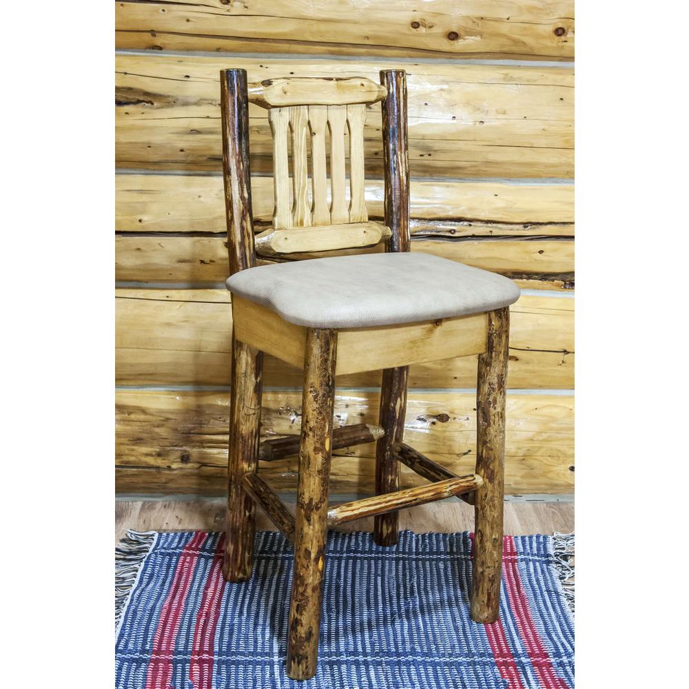Glacier Country Collection Barstool w/ Back, Upholstered Seat, Buckskin Pattern. Picture 3