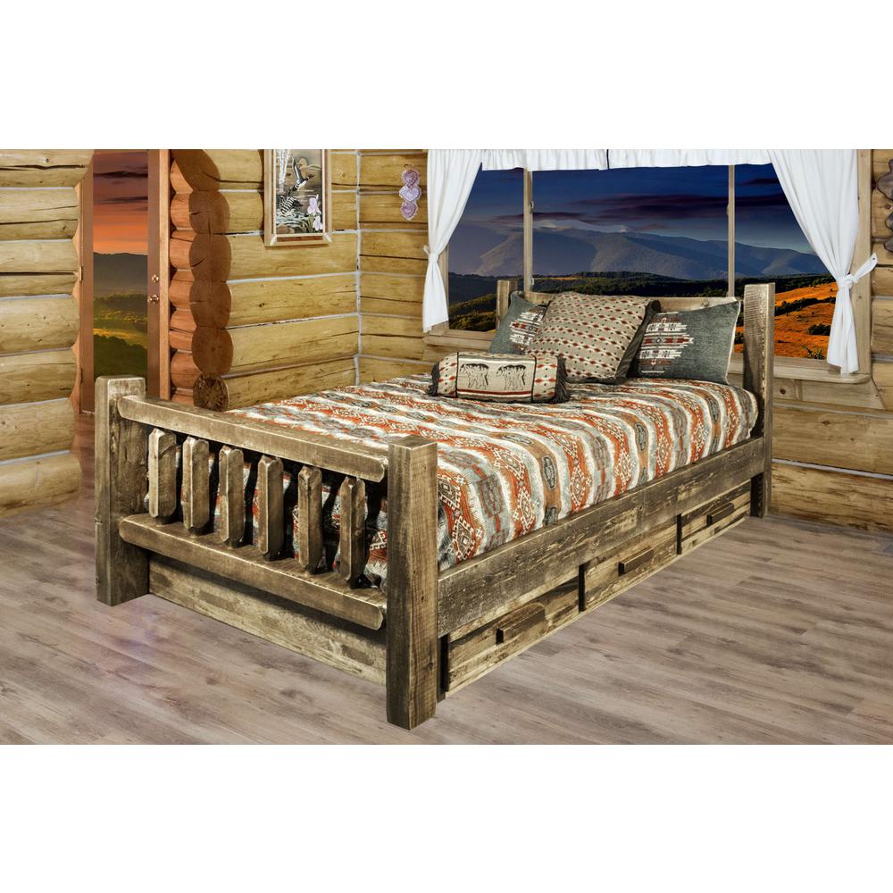 Homestead Collection California King Bed w/ Storage, Stain & Lacquer Finish. Picture 6
