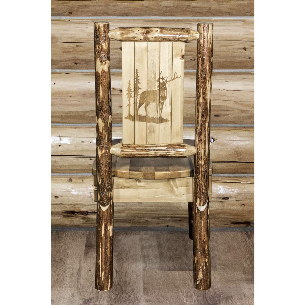 Glacier Country Collection Side Chair w/ Laser Engraved Elk Design. Picture 7