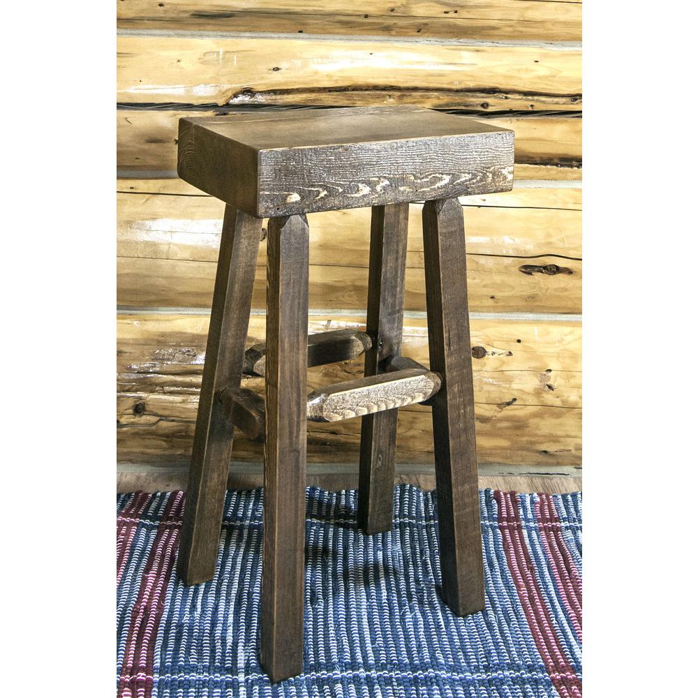 Homestead Collection Half Log Barstool, Stain & Clear Lacquer Finish. Picture 3