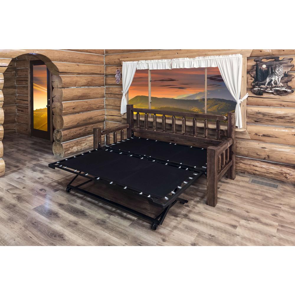 Homestead Collection Day Bed w/ Pop Up Trundle Bed, Stain & Clear Lacquer Finish. Picture 8