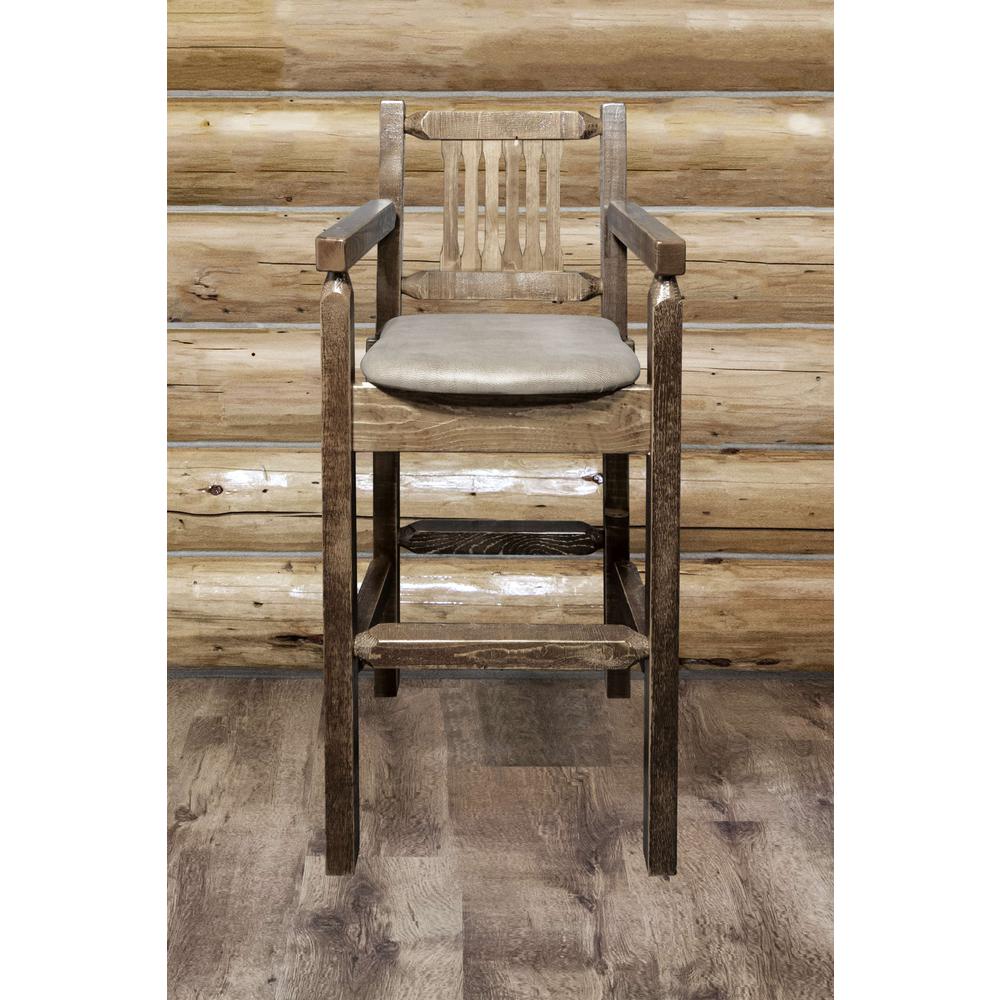 Homestead Collection Captain's Barstool - Buckskin Upholstery, Stain & Lacquer Finish. Picture 3