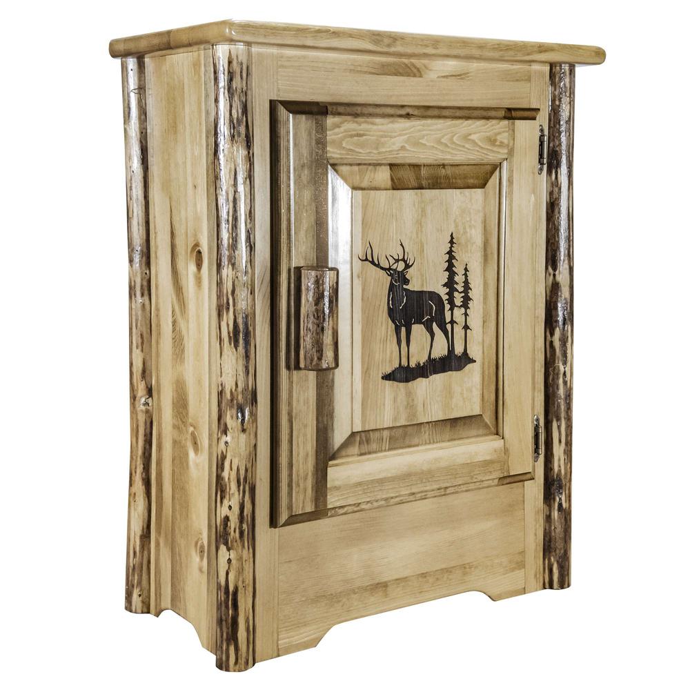 Glacier Country Collection Accent Cabinet w/ Laser Engraved Elk Design, Right Hinged. Picture 3