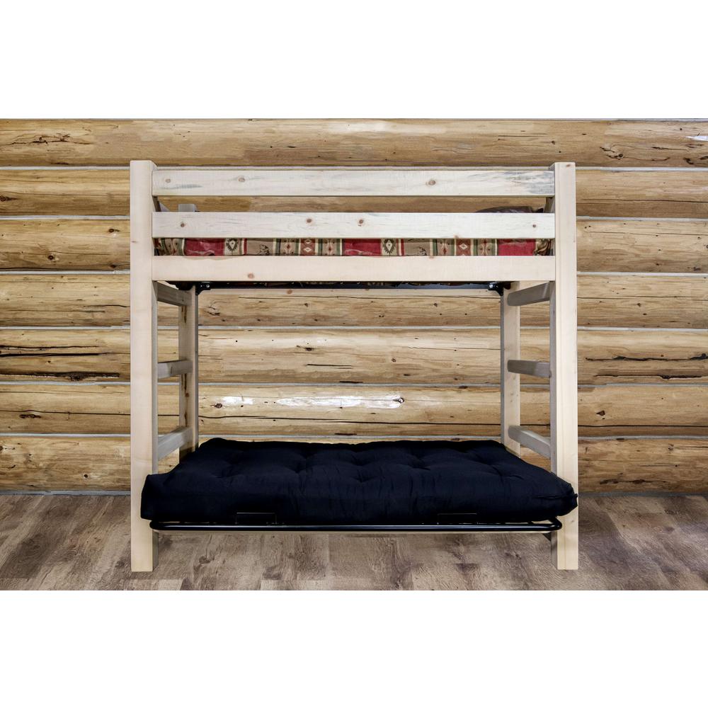 Homestead Collection Twin Bunk Bed over Full Futon Frame w/ Mattress. Picture 8