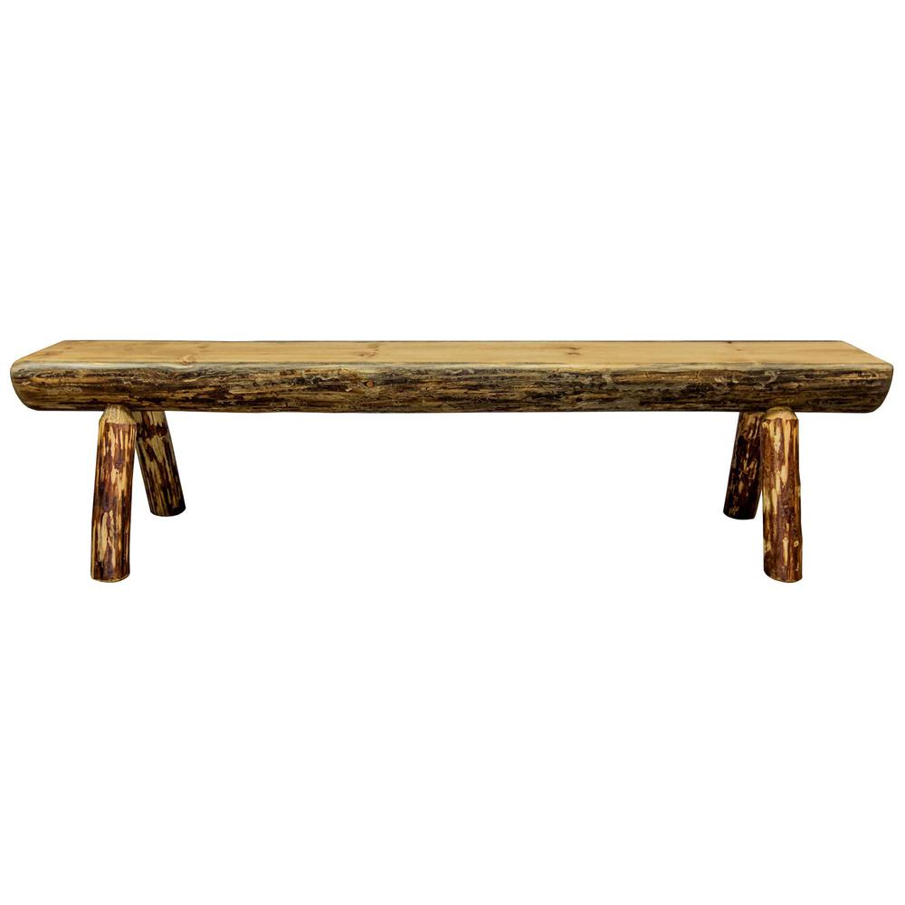 Glacier Country Collection Half Log Bench, Exterior Stain Finish, 6 Foot. Picture 2