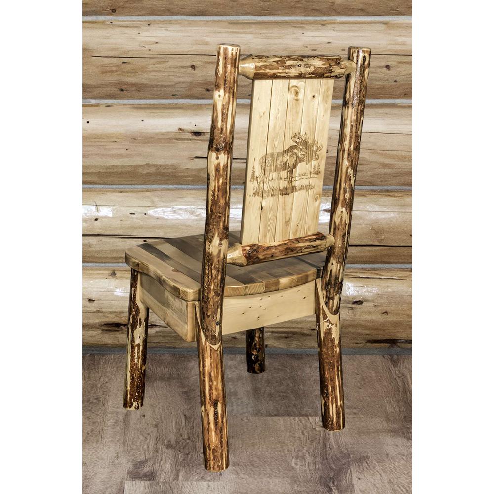 Glacier Country Collection Side Chair w/ Laser Engraved Moose Design. Picture 6