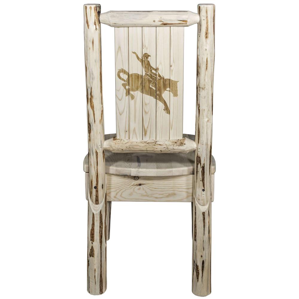 Montana Collection Side Chair w/ Laser Engraved Bronc Design, Clear Lacquer Finish. Picture 2