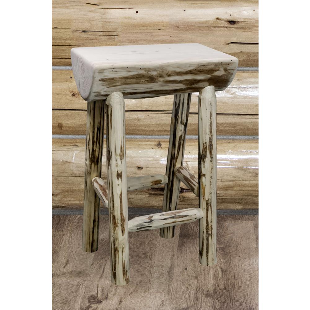 Montana Collection Counter Height Half Log Barstool, Clear Lacquer Finish. Picture 2