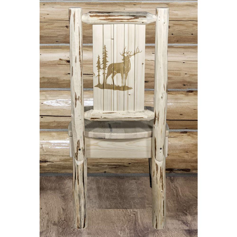 Montana Collection Side Chair w/ Laser Engraved Elk Design, Clear Lacquer Finish. Picture 7