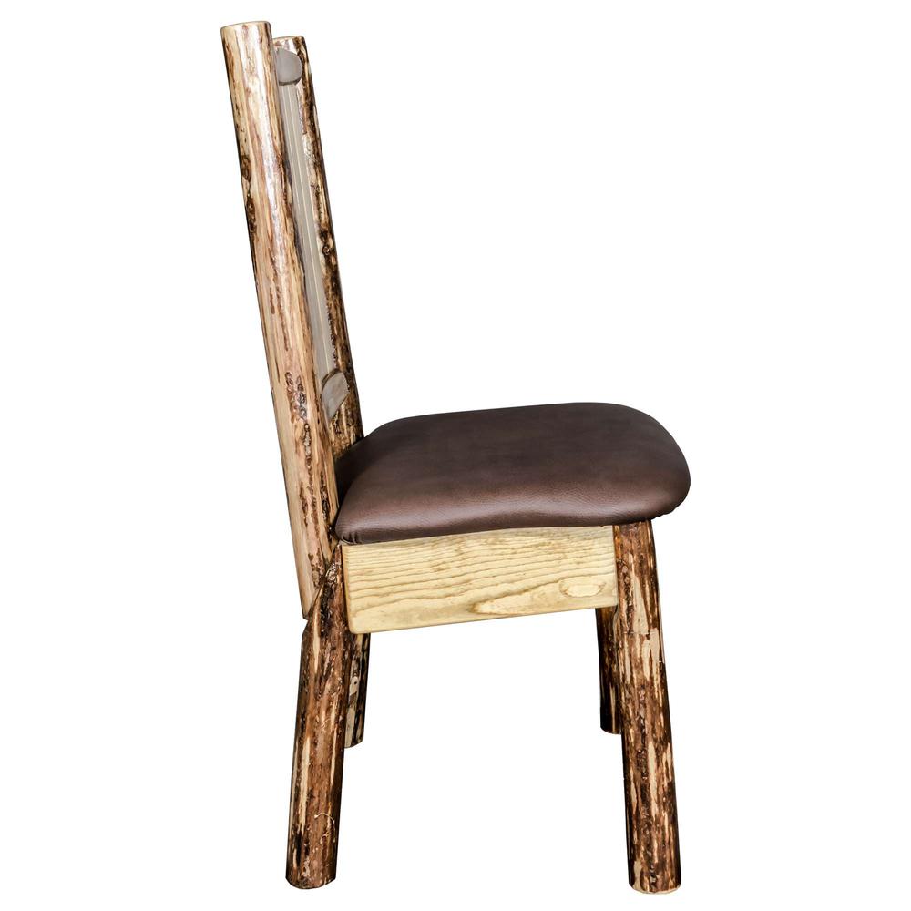 Glacier Country Collection Side Chair - Saddle Upholstery, w/ Laser Engraved Bear Design. Picture 5