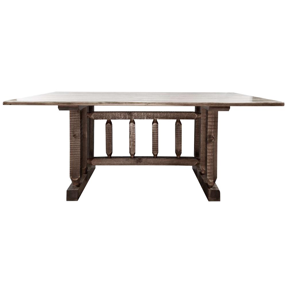 Homestead Collection Trestle Based Dining Table, Stain & Clear Lacquer Finish. Picture 2