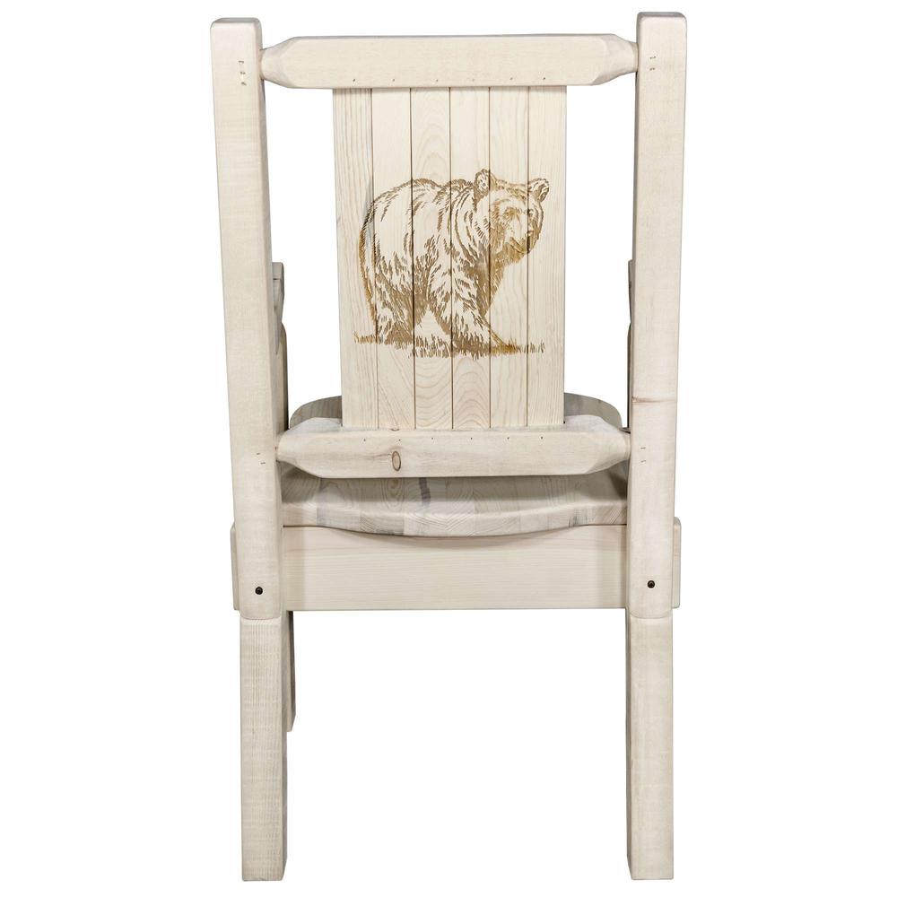 Homestead Collection Captain's Chair w/ Laser Engraved Bear Design, Clear Lacquer Finish. Picture 2