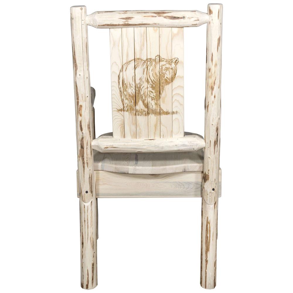 Montana Collection Captain's Chair w/ Laser Engraved Bear Design, Clear Lacquer Finish. Picture 2
