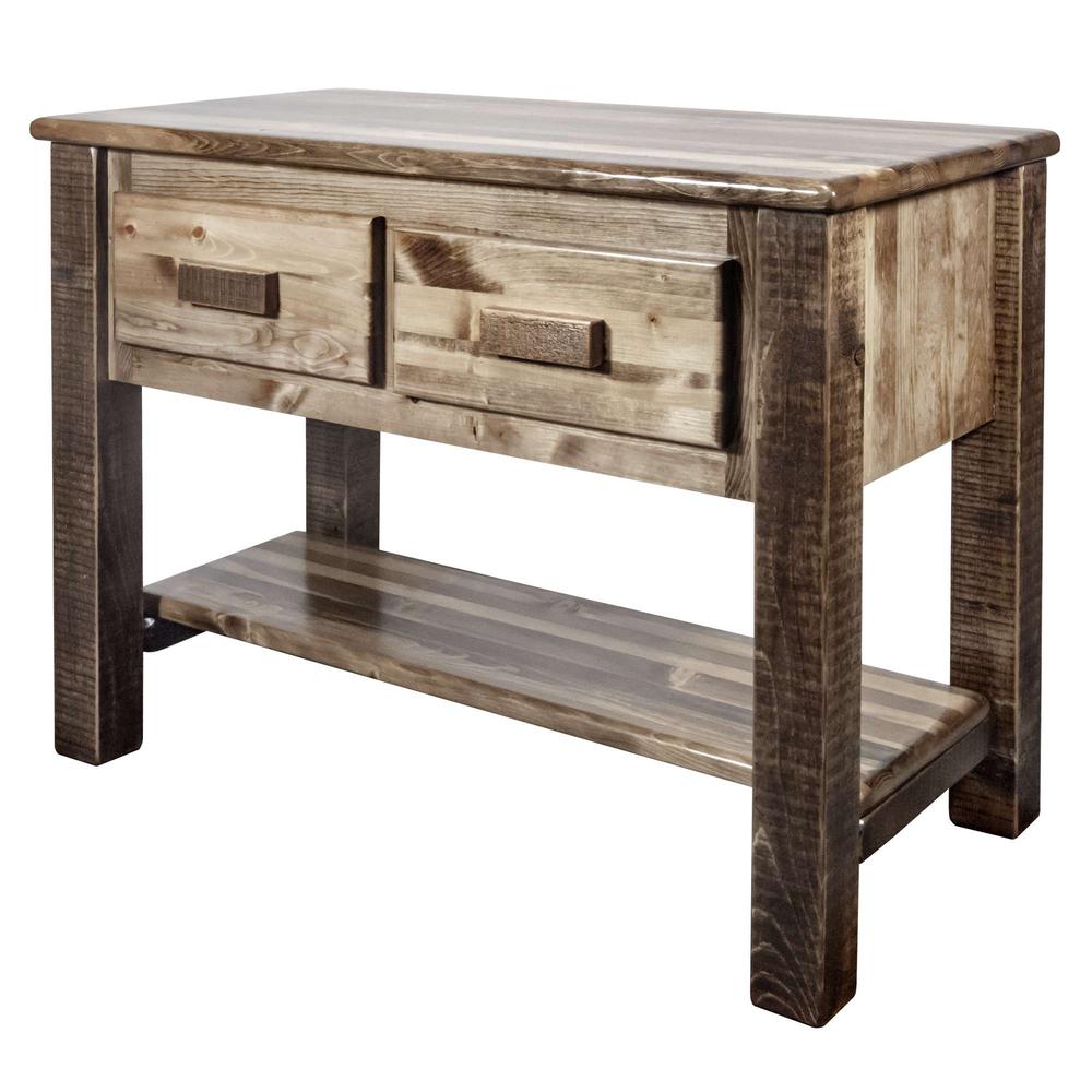 Homestead Collection Console Table w/ 2 Drawers, Stain & Clear Lacquer Finish. Picture 3