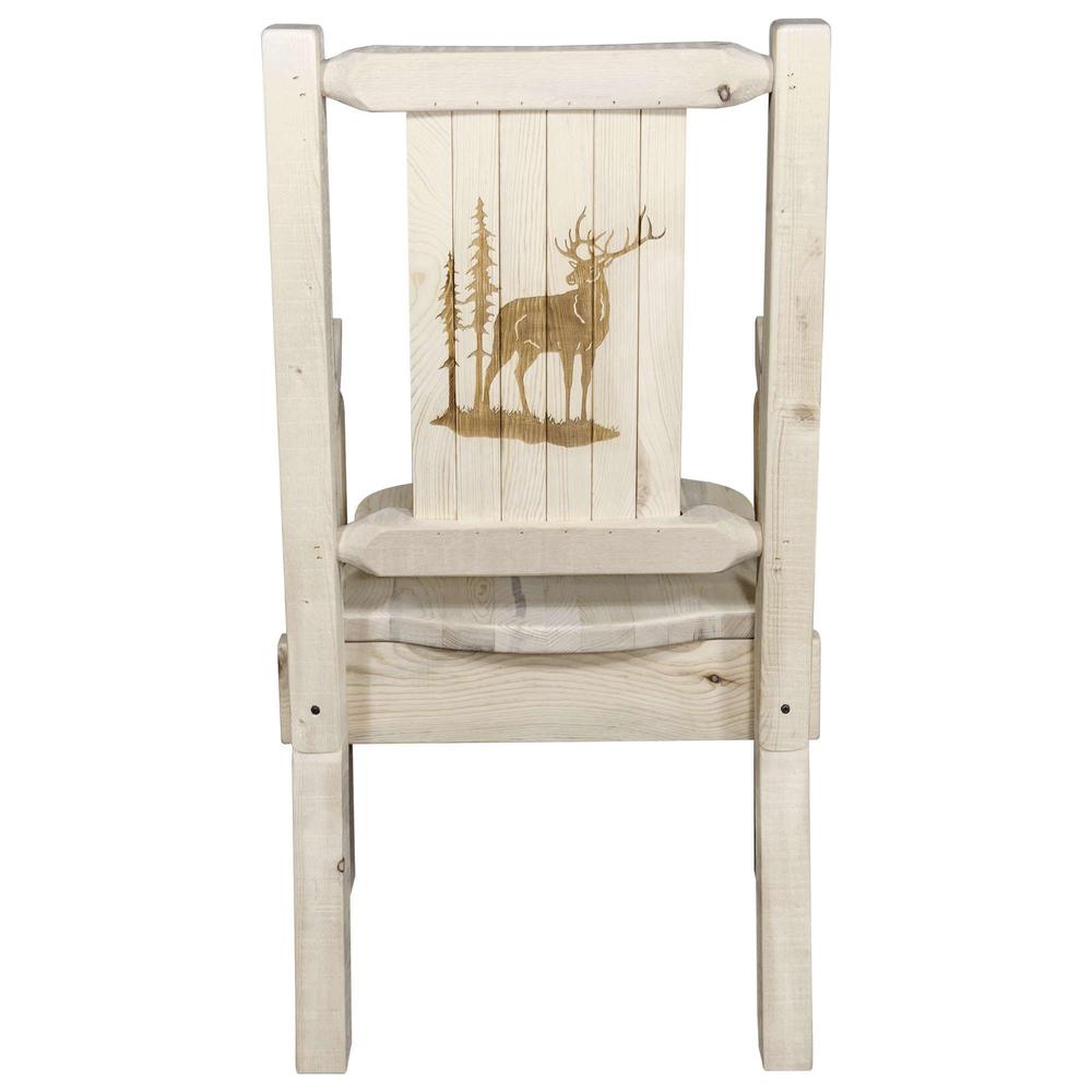 Homestead Collection Captain's Chair w/ Laser Engraved Elk Design, Clear Lacquer Finish. Picture 2