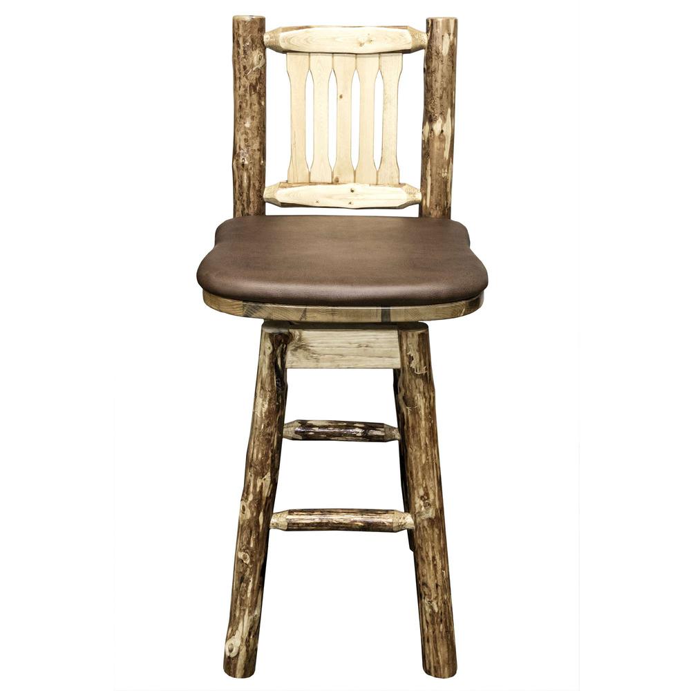 Glacier Country Collection Barstool w/ Back & Swivel w/ Upholstered Seat, Saddle Pattern. Picture 1