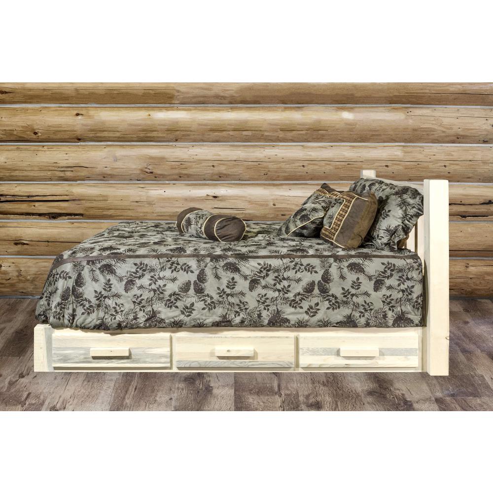 Homestead Collection King Platform Bed w/ Storage, Clear Lacquer Finish. Picture 10