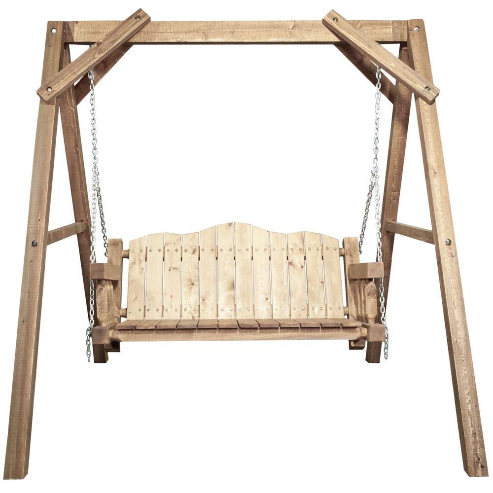 Homestead Collection Lawn Swing w/ "A" Frame, Exterior Stain Finish. Picture 1