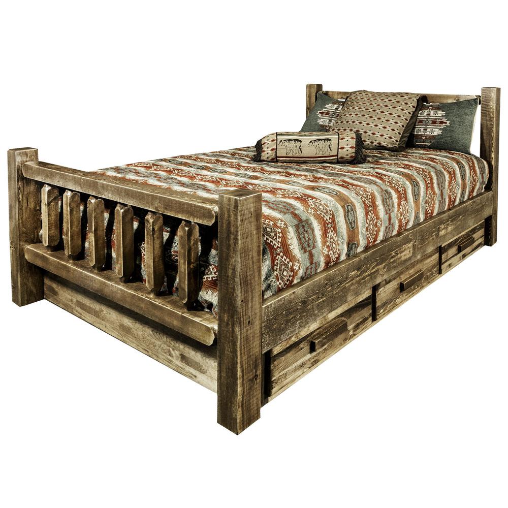 Homestead Collection California King Bed w/ Storage, Stain & Lacquer Finish. Picture 3