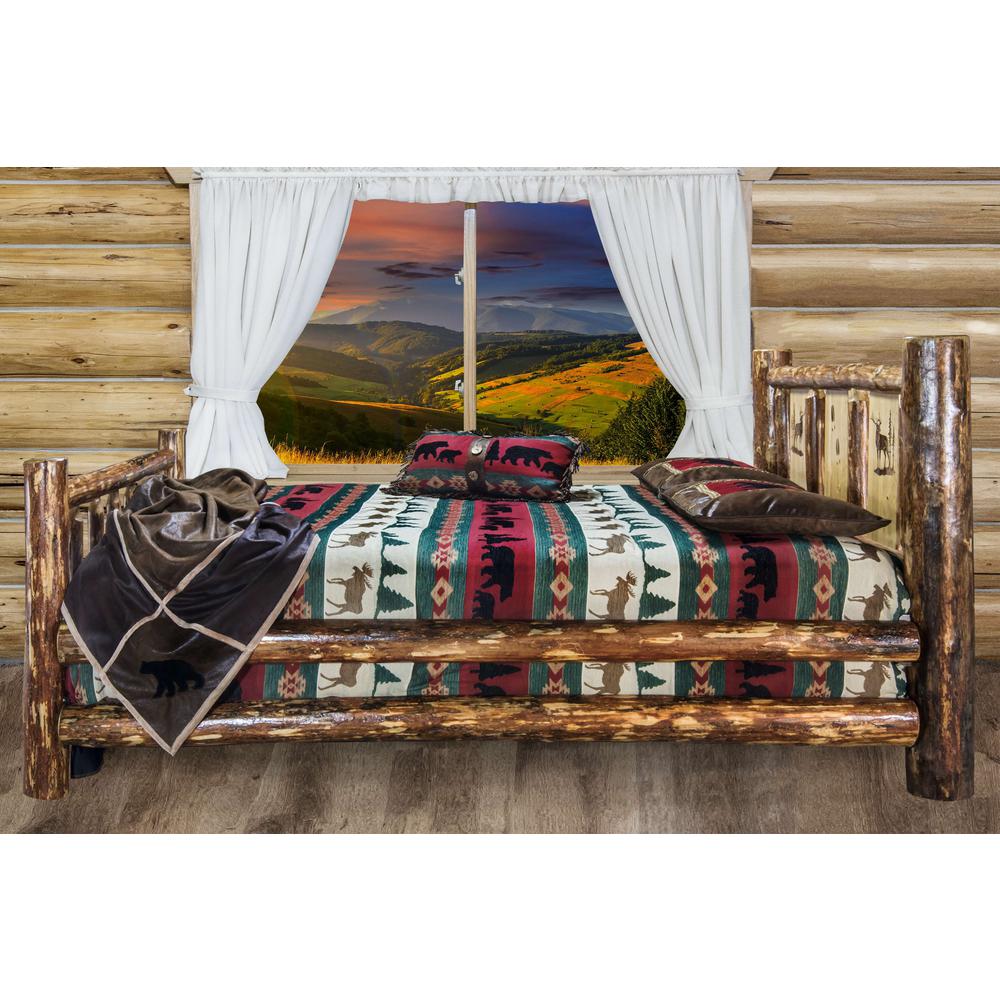 Glacier Country Collection Full Bed w/ Laser Engraved Elk Design. Picture 11