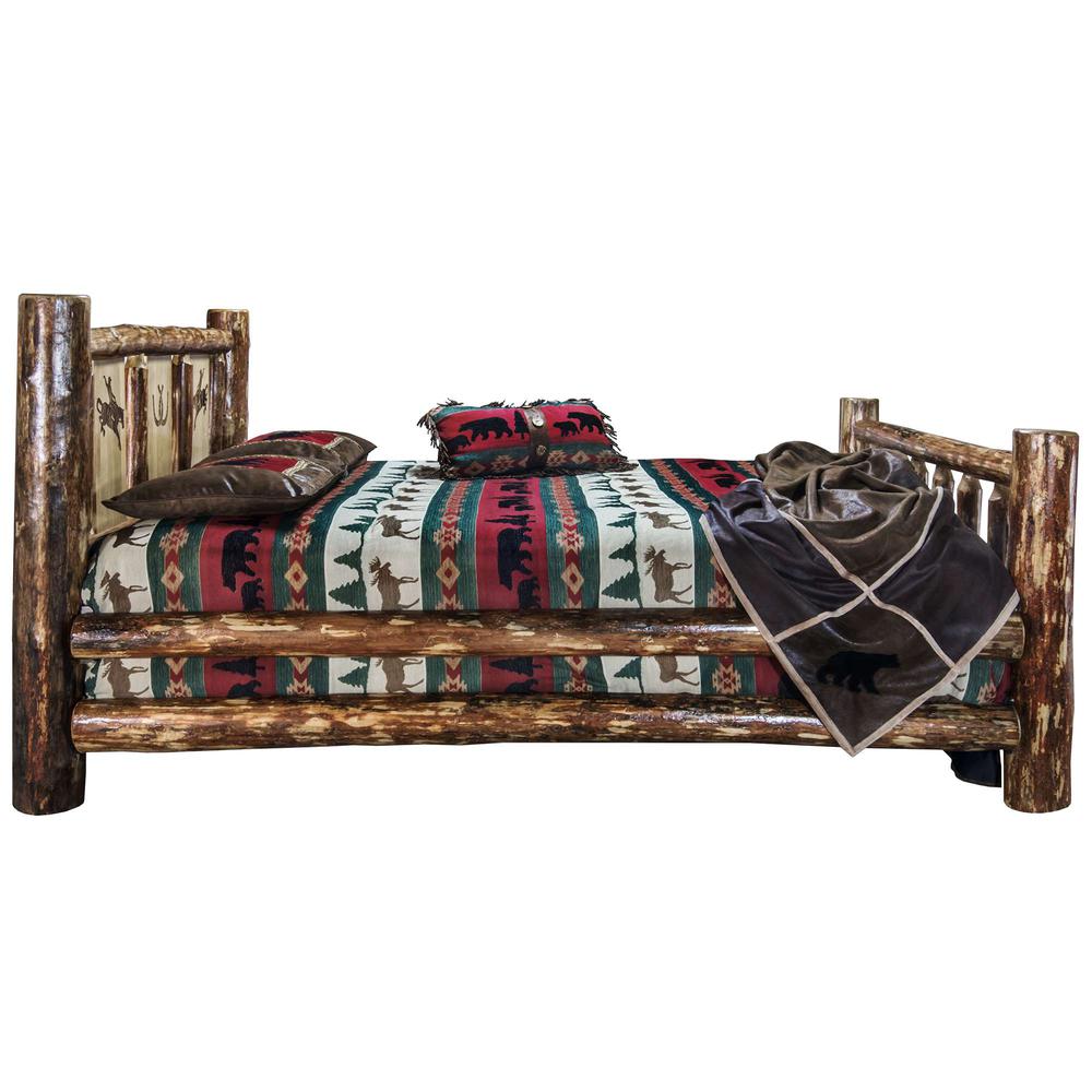 Glacier Country Collection King Bed w/ Laser Engraved Bronc Design. Picture 4