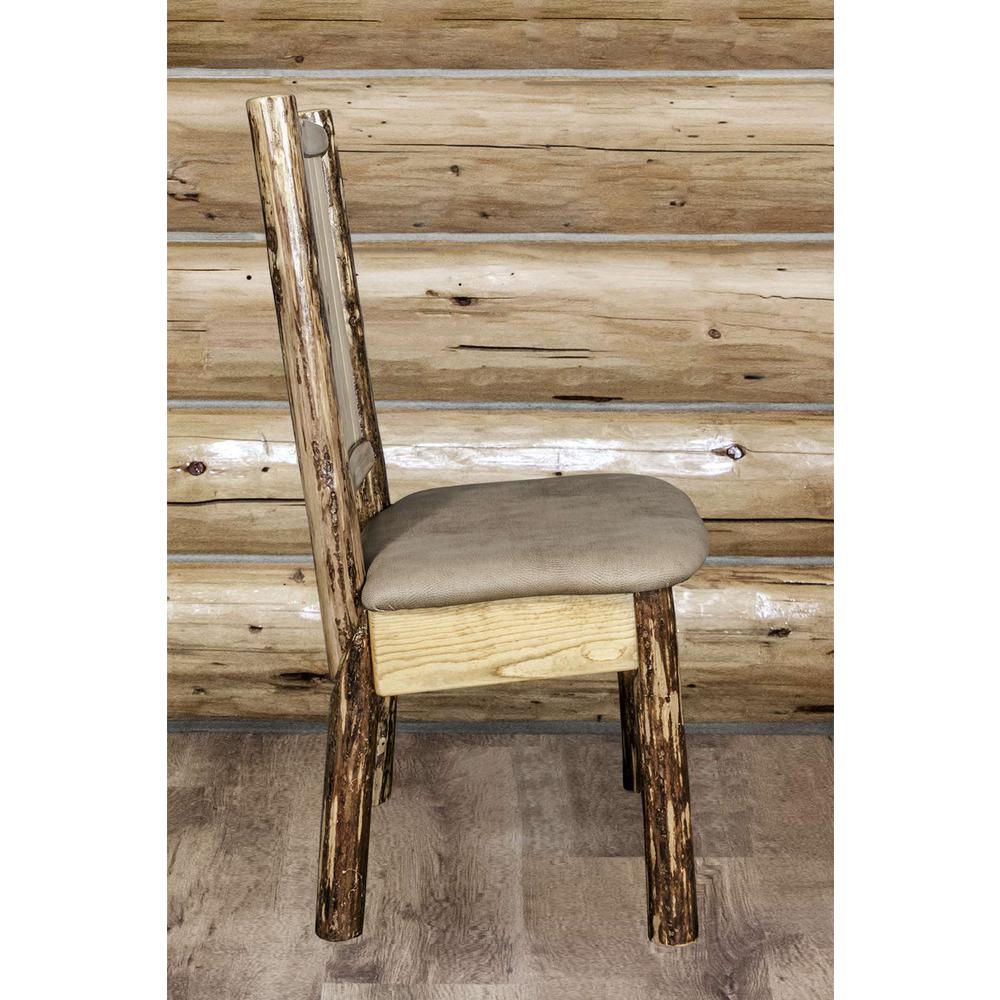 Glacier Country Collection Side Chair - Buckskin Upholstery, w/ Laser Engraved Bronc Design. Picture 10