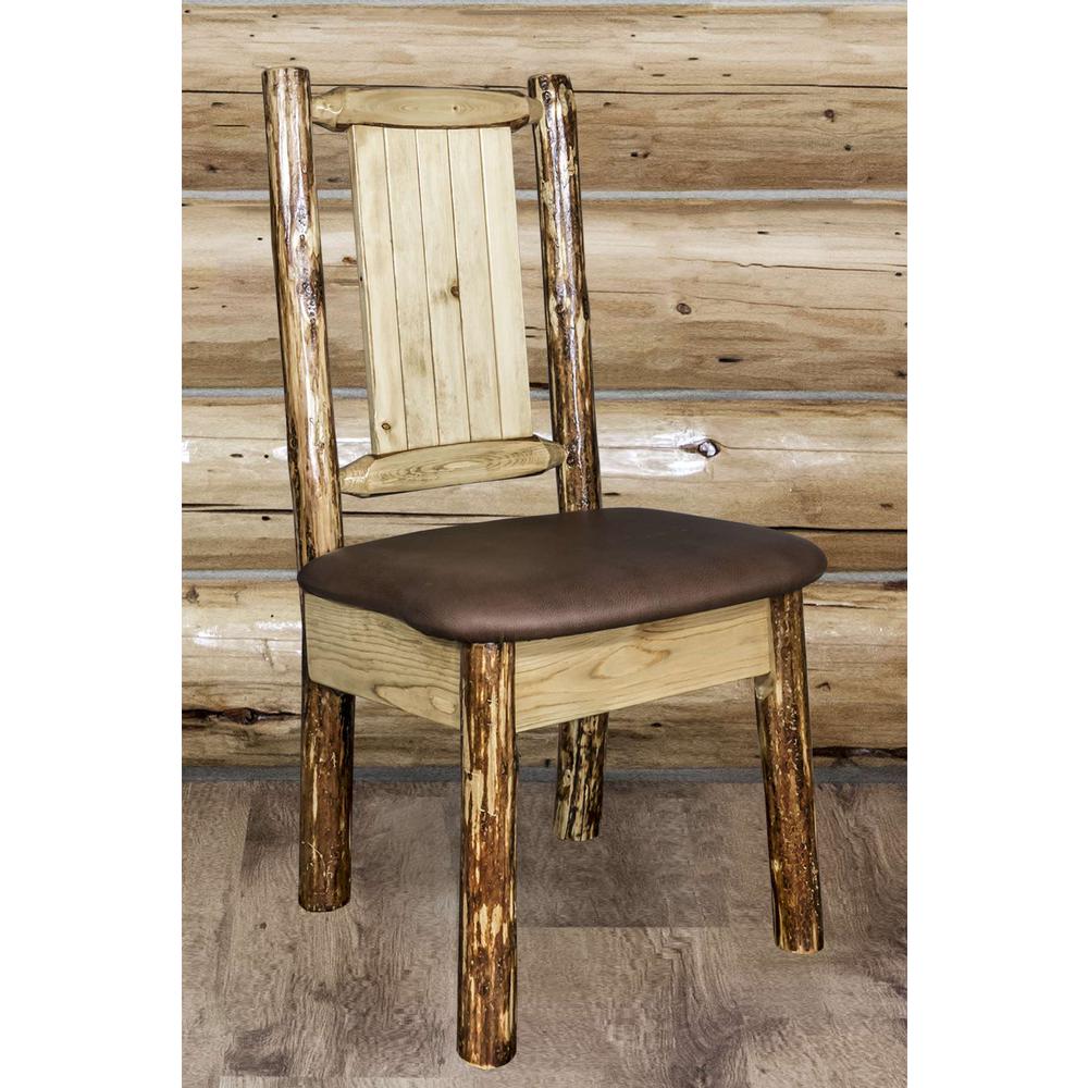 Glacier Country Collection Side Chair - Saddle Upholstery, w/ Laser Engraved Pine Tree Design. Picture 8
