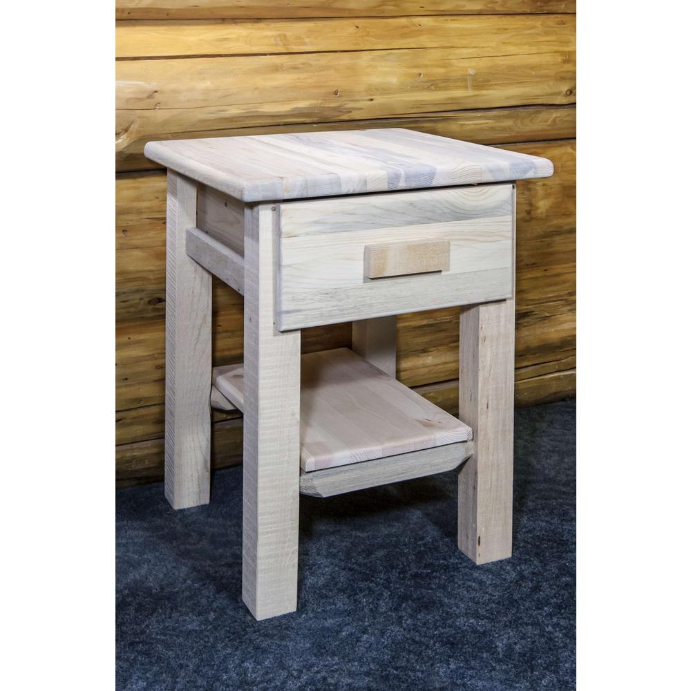 Homestead Collection Nightstand with Drawer & Shelf, Ready to Finish. Picture 4