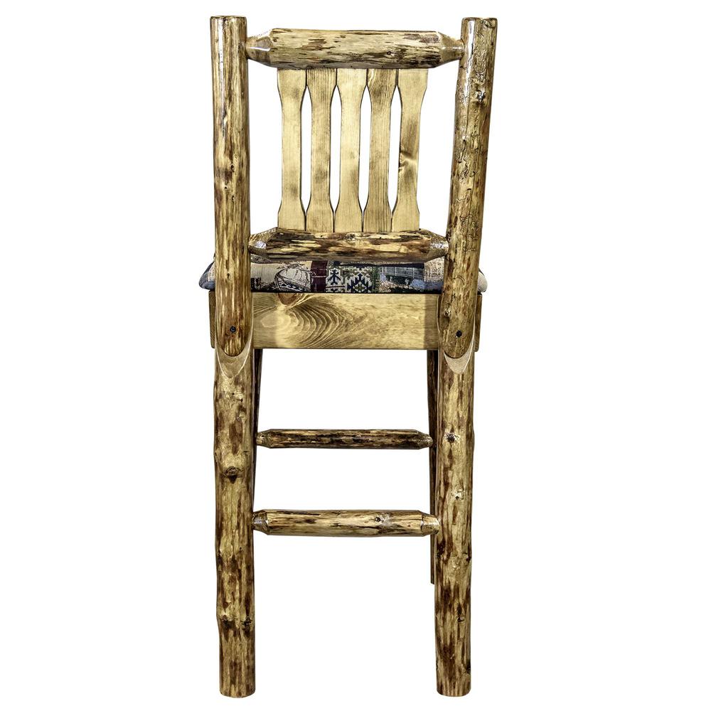 Glacier Country Collection Barstool w/ Back, Upholstered Seat, Woodland Pattern. Picture 5