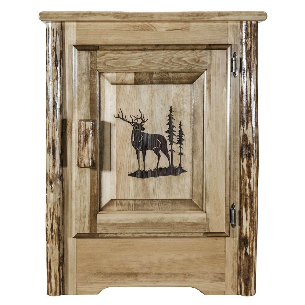 Glacier Country Collection Accent Cabinet w/ Laser Engraved Elk Design, Right Hinged. Picture 2