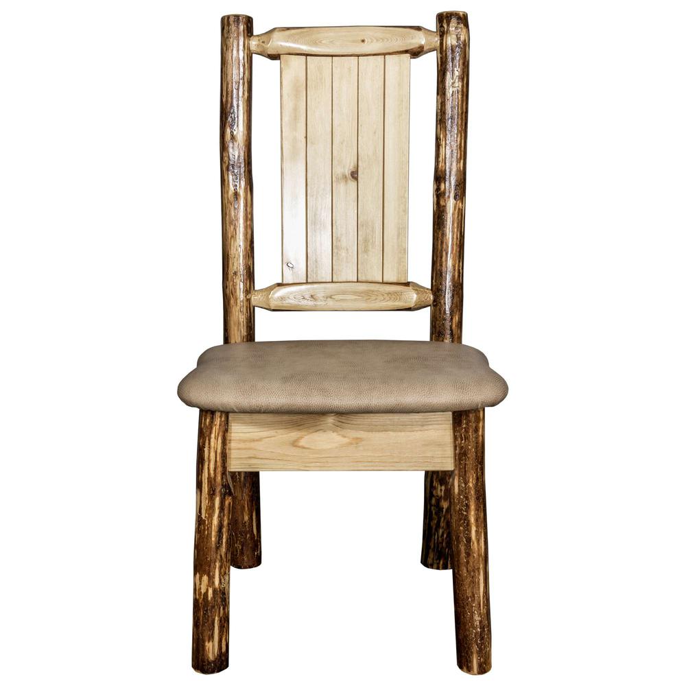 Glacier Country Collection Side Chair - Buckskin Upholstery, w/ Laser Engraved Moose Design. Picture 4