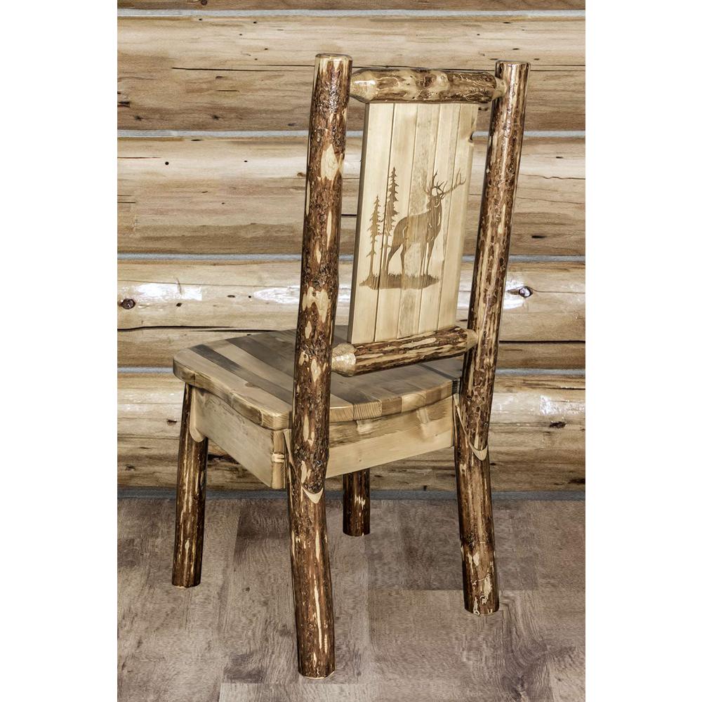Glacier Country Collection Side Chair w/ Laser Engraved Elk Design. Picture 6