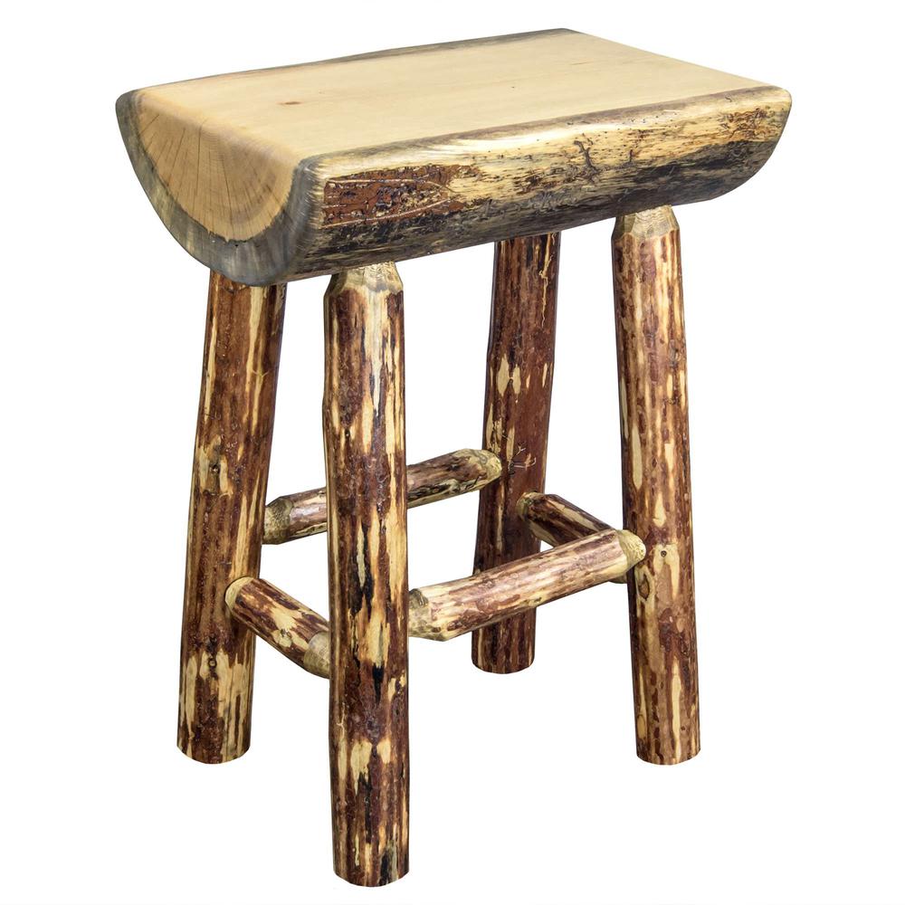 Glacier Country Collection Counter Height Half Log Barstool w/ Exterior Stain Finish. Picture 1