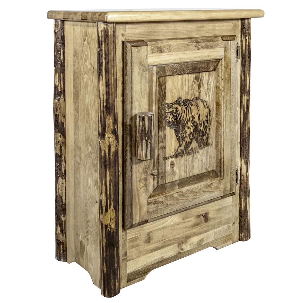 Glacier Country Collection Accent Cabinet w/ Laser Engraved Bear Design, Right Hinged. Picture 3