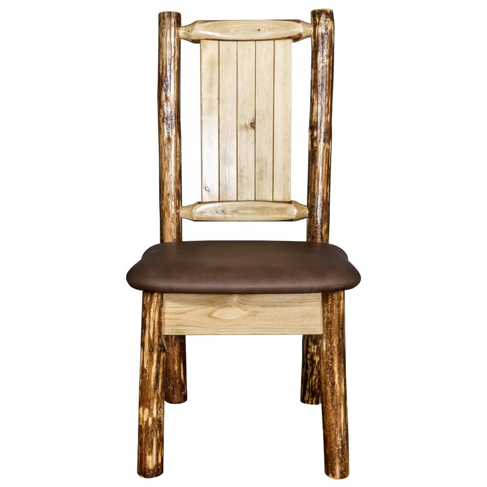Glacier Country Collection Side Chair - Saddle Upholstery, w/ Laser Engraved Elk Design. Picture 4