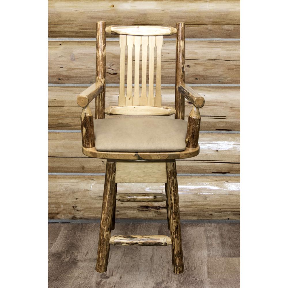 Glacier Country Collection Counter Height Swivel Captain's Barstool - Buckskin Upholstery. Picture 6