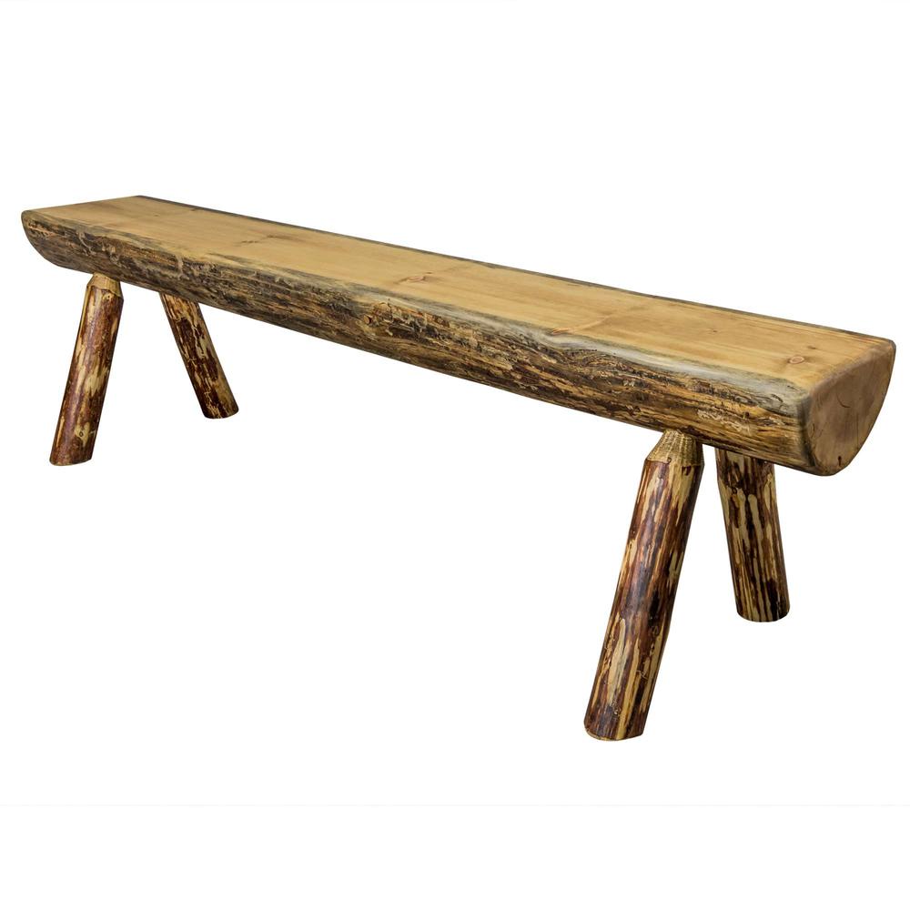Montana Collection Half Log Bench, Exterior Finish, 4 Foot. Picture 4