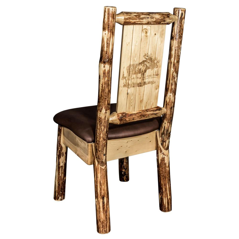 Glacier Country Collection Side Chair - Saddle Upholstery, w/ Laser Engraved Moose Design. Picture 1