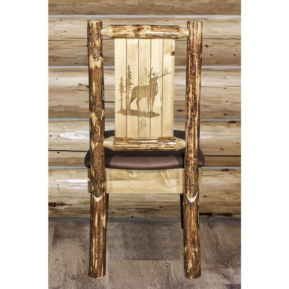 Glacier Country Collection Side Chair - Saddle Upholstery, w/ Laser Engraved Elk Design. Picture 7