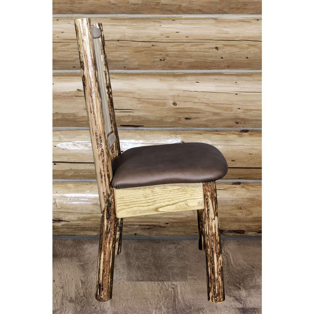 Glacier Country Collection Side Chair - Saddle Upholstery, w/ Laser Engraved Bear Design. Picture 10
