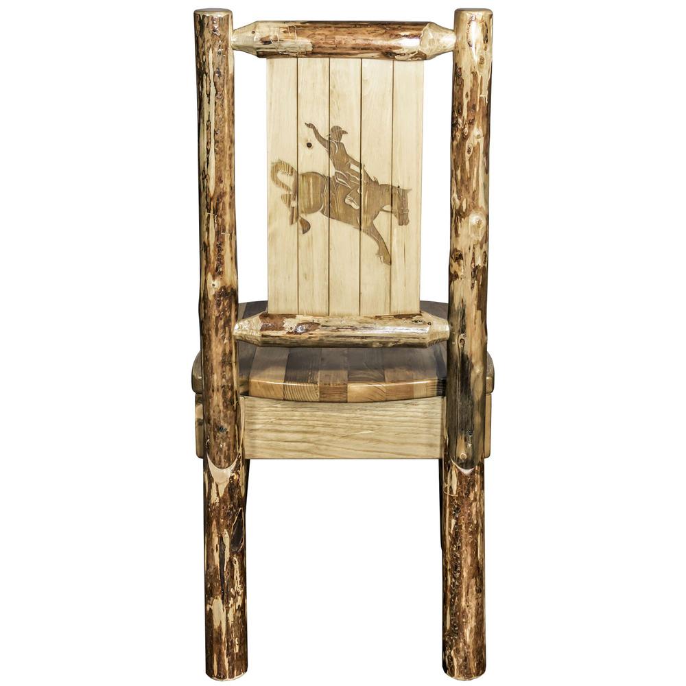 Glacier Country Collection Side Chair w/ Laser Engraved Bronc Design. Picture 2
