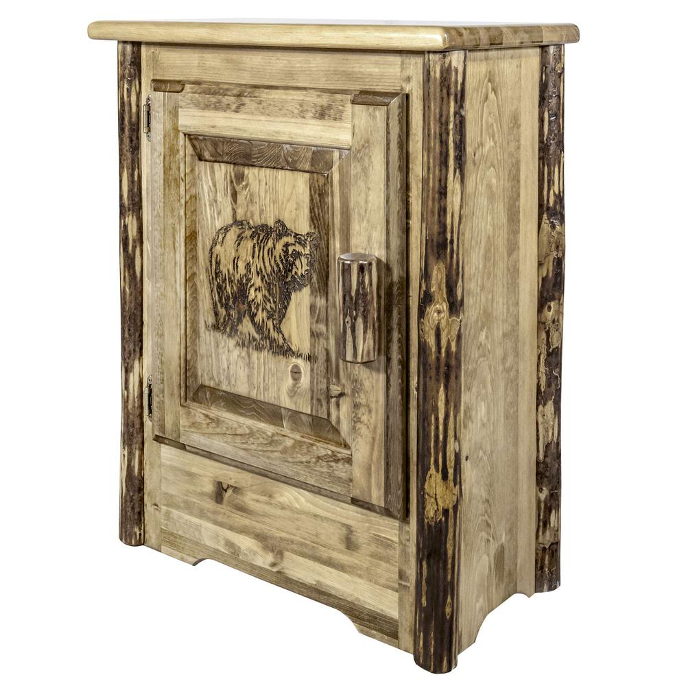Glacier Country Collection Accent Cabinet w/ Laser Engraved Bear Design, Left Hinged. Picture 3