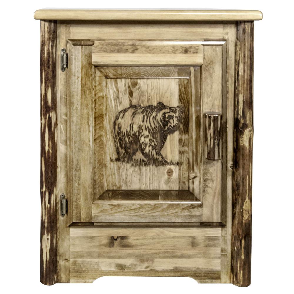 Glacier Country Collection Accent Cabinet w/ Laser Engraved Bear Design, Left Hinged. Picture 2