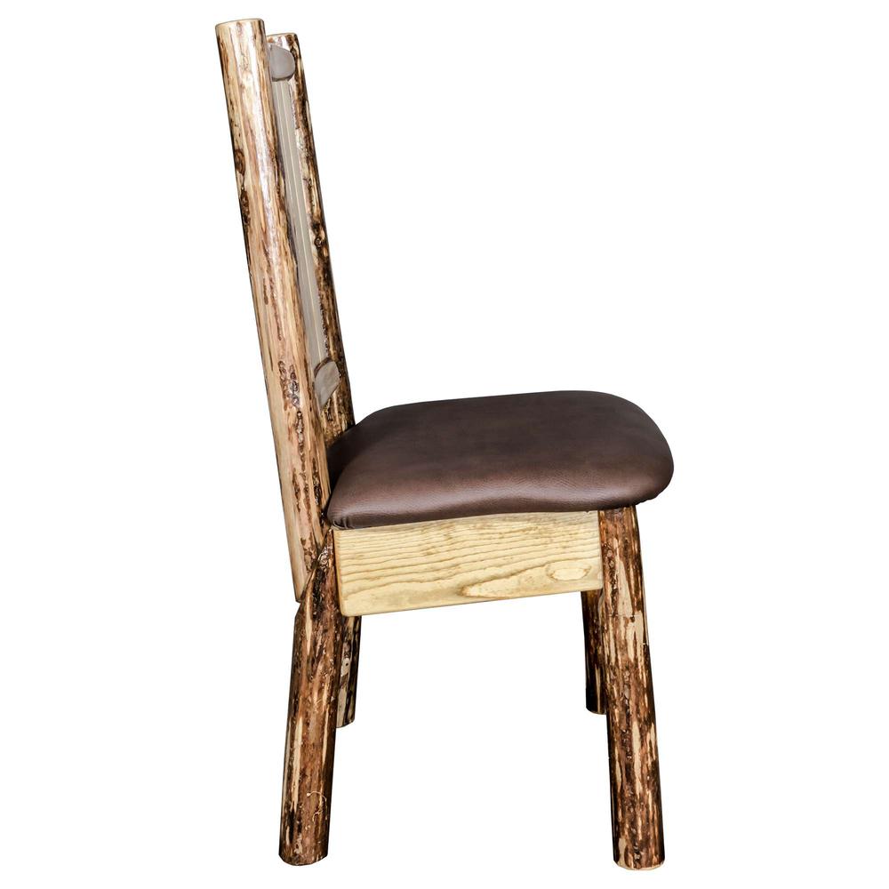 Glacier Country Collection Side Chair - Saddle Upholstery, w/ Laser Engraved Moose Design. Picture 5