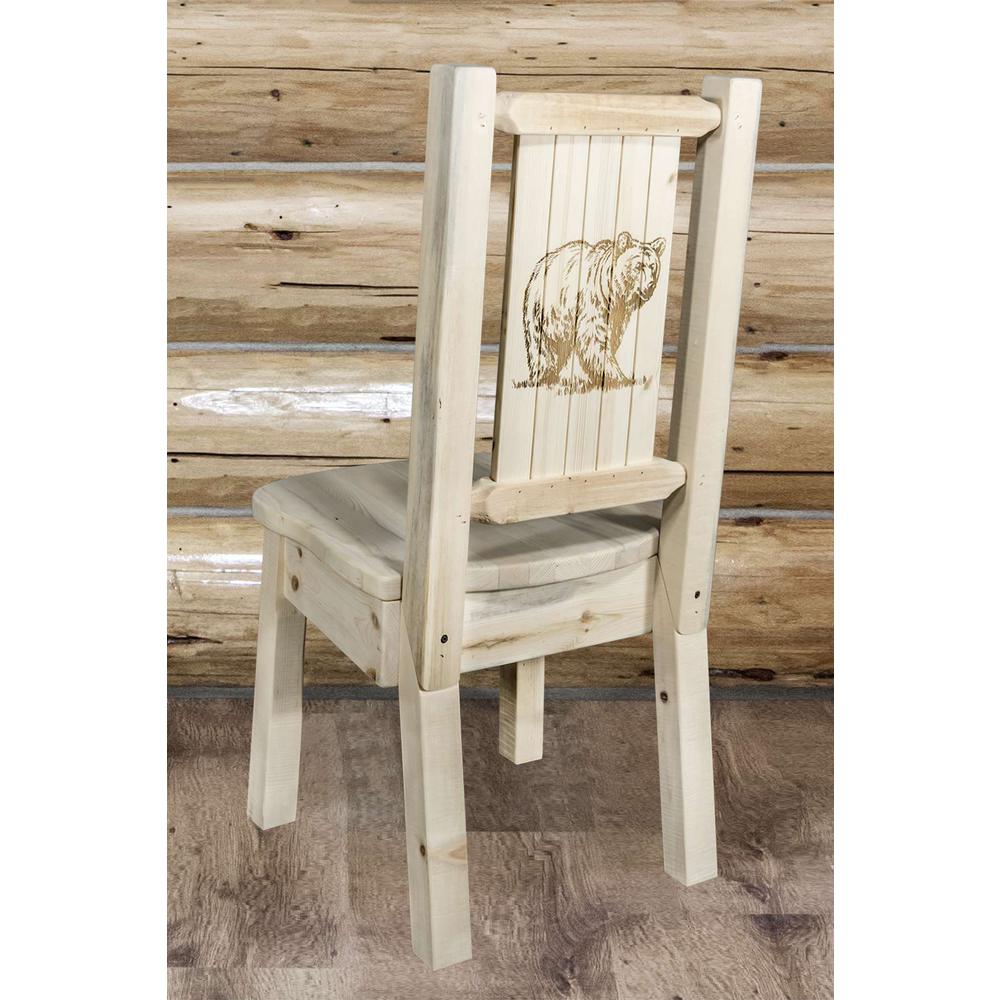 Homestead Collection Side Chair w/ Laser Engraved Bear Design, Clear Lacquer Finish. Picture 6