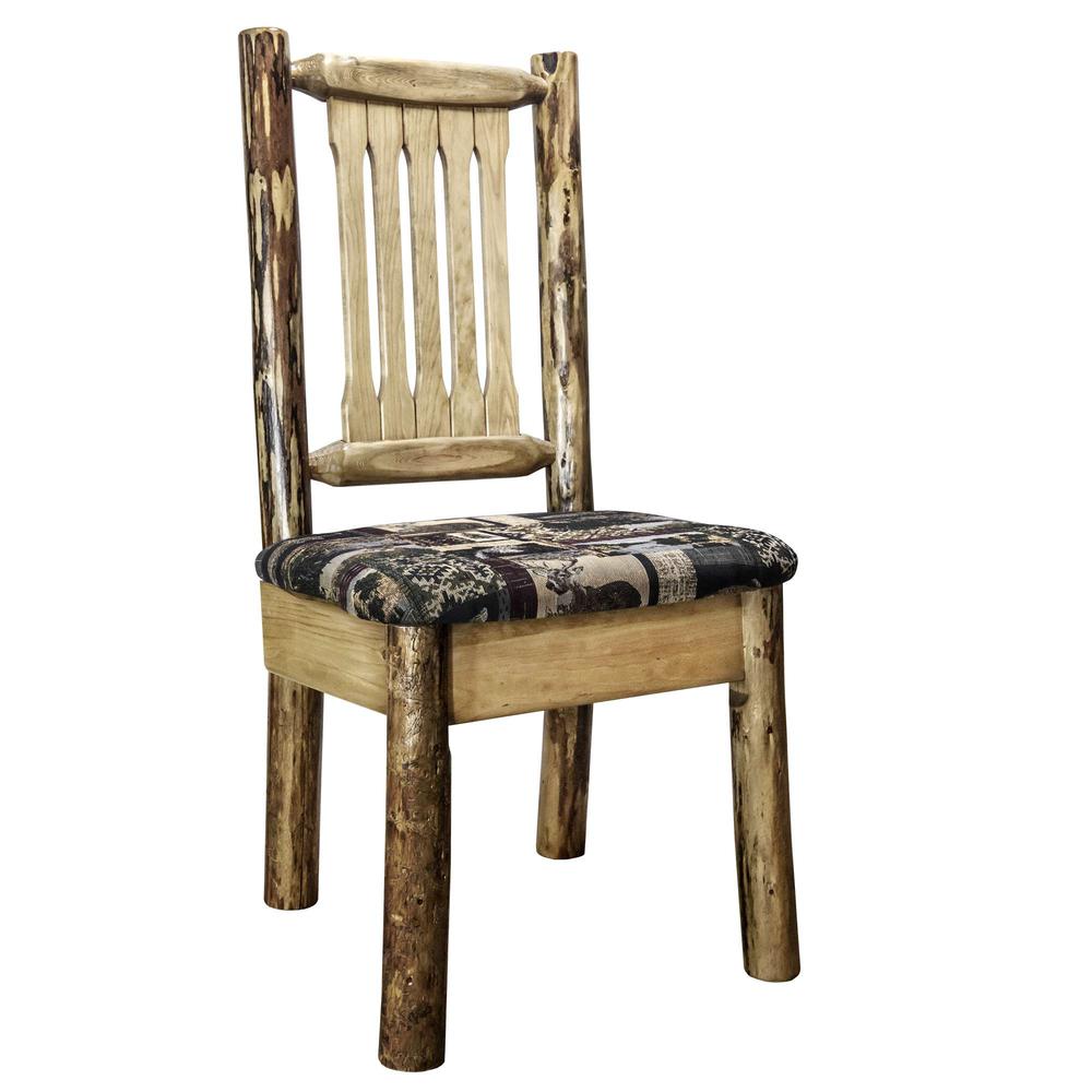 Glacier Country Collection Side Chair w/ Upholstered Seat, Woodland Pattern. Picture 1